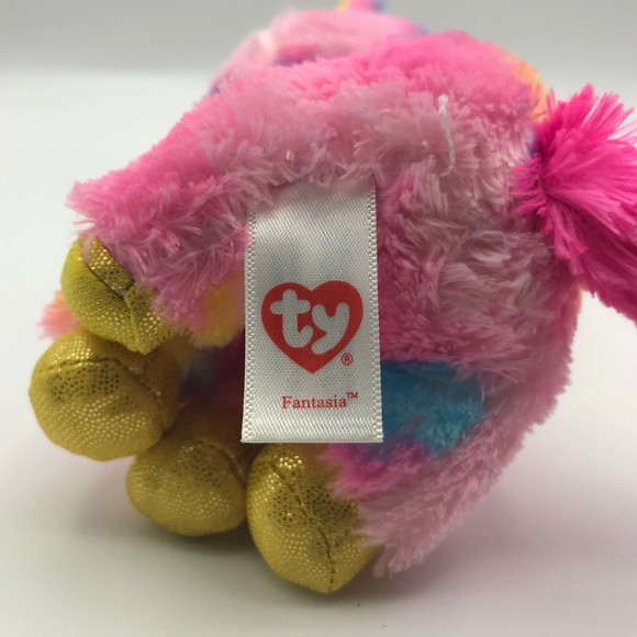 Fantasia the Unicorn TY Beanie Boos 6" Plush Gold Glitter Eyes Stuffed Animal - Picture 4 of 5
